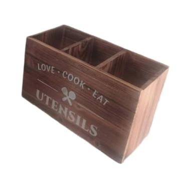 Imagem de KiBcsLic Suporte de utensílios de madeira para, organizador de armazenamento, canetas de madeira, porta-lápis, copo para, espátulas RV, Marrom
