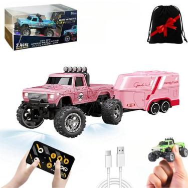 Imagem de Mini RC Monster Truck em escala 1/64 com controle remoto de luzes - Ma