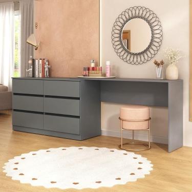 Imagem de Penteadeira Infantil 231,5cm Com 6 Gavetas Multimóveis Mp4403 Grafite