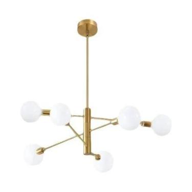 Imagem de Lustre De Teto Moderno Dourado E Preto E27 Para Sala De Estar, Jantar 