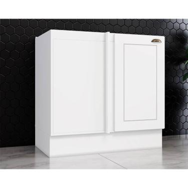 Imagem de Balcão De Cozinha Canto Reto Americana C/ 1 Porta S/ Tampo 84cm Branco - Henn