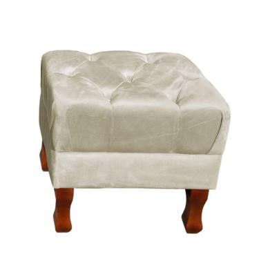 Imagem de Puff Decorativo Retrô Luis Xv Quadrado Em Capitonê Suede