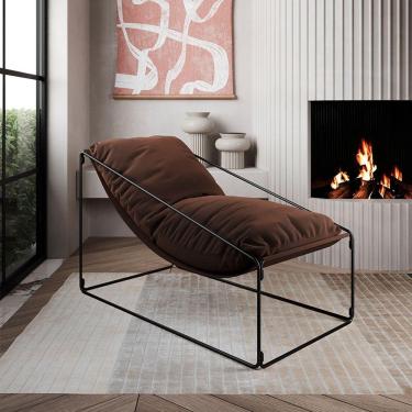 Imagem de Espreguiçadeira Industrial Luxo Arpoador Com Almofada Marrom - Marrom