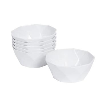 Imagem de Yummost Tigelas de cereais de 14,7 cm - 6 peças de cozinha - Tigelas de melamina para cereal, sopa, aveia, salada, ramen, macarrão, arroz (branco)