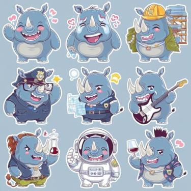 Imagem de Adesivo de Parede Kawai Fofo para Crianças Decorativa para Quarto e Cadernos - Estilo Robô Rinoceronte 40x40cm