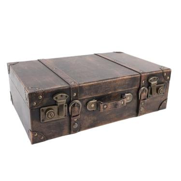 Imagem de Sanpyl Caixa de Mala Vintage, Mala de Viagem retrô, baú Decorativo Portátil Multifuncional para Armazenamento de Lembranças, Decoração de Casa, Ideia única de Presente (Marrom)