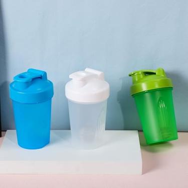 Imagem de Coqueteleira fitness à prova de vazamento – Copo de água esportivo portátil de 400 ml para proteína em pó e bebidas energéticas - azul