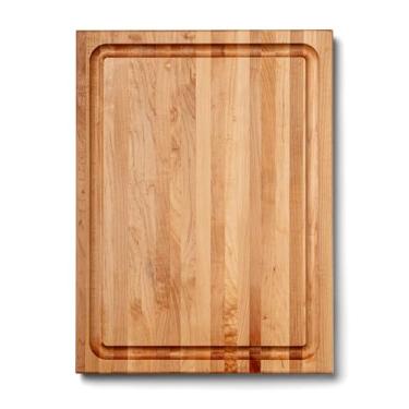 Imagem de John Boos CB Series Tábua de corte retangular de madeira 61 cm x 45 cm – 3,8 cm de espessura, bloco de açougueiro reversível de 8 kg com sulco de suco, grão de borda e punhos de dedo – Feito nos EUA