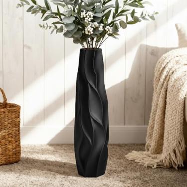 Imagem de Vaso extra grande preto – Vaso de cerâmica decorativo moderno de 71 cm para sala de estar, corredor ou decoração de casa