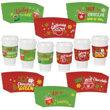 Imagem de Remerry 48 peças de Natal quente cacau bar café mangas inverno bebê está frio fora suporte de café barra de chocolate quente mangas de copo descartáveis para suprimentos de festa de aniversário de