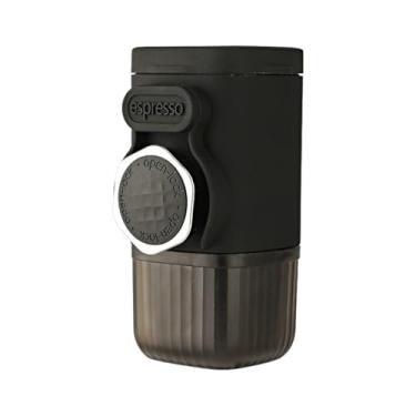 Imagem de Scllabyca Cafeteira portátil de prensa manual com compartimento de cápsula, tigela de café em pó e caneca de viagem - Máquina de café expresso compacta para casa, viagem, preparação manual de café