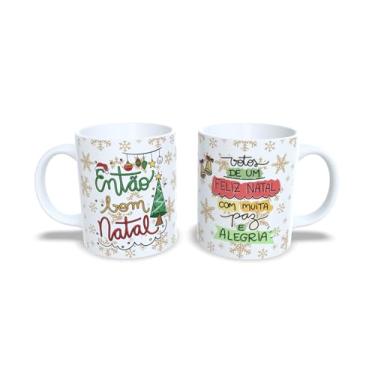 Imagem de Caneca de Cerâmica Natalina, Branca, 325ml, com Decoração de Bolas de Natal em Vermelho, Azul e Verde (16)