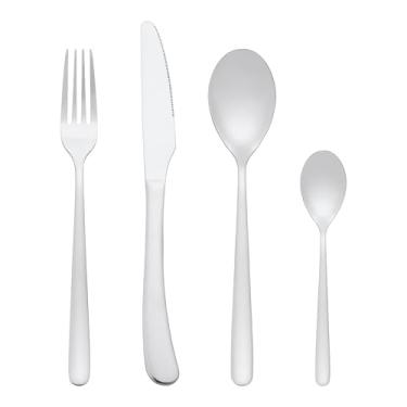 Imagem de Generic Conjunto de talheres de 4 peças com utensílios de servir, talheres de aço inoxidável, conjunto de talheres polidos espelhados para cozinha, utensílios de mesa, 4 peças, prata