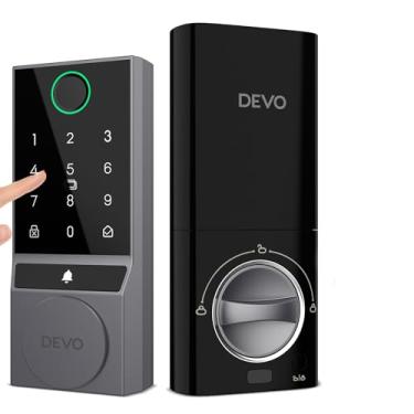 Imagem de DEVO Fechadura inteligente de campainha de vídeo G3 - Fechadura de impressão digital Wi-Fi com câmera 2K, entrada sem chave certificada BMMA, bloqueio automático e design IP54 à prova de intempéries