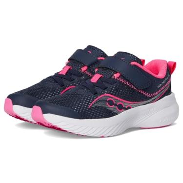 Imagem de Saucony Tênis infantil Kinvara 14 com fecho alternativo, Rosa/azul-marinho, 12 Big Kid