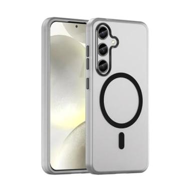 Imagem de MVVKKY Capa transparente à prova de choque para Galaxy S24FE, capa magnética fosca com carregamento sem fio e proteção contra choque (para Galaxy S24FE/preto)