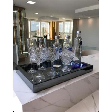 Imagem de Bandeja Grande Espelho Fumê Decoração Sala Barzinho 60X30