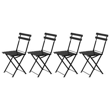 Imagem de Kit 4 Cadeiras Dobrável Ferro E Madeira Envernizada Black