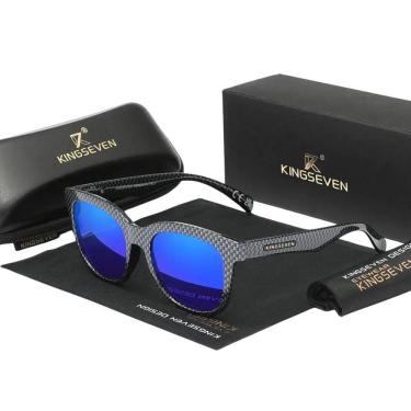 Imagem de Óculos De Sol Masculino Redondo Quadro Completo Kingseven 788 Azul