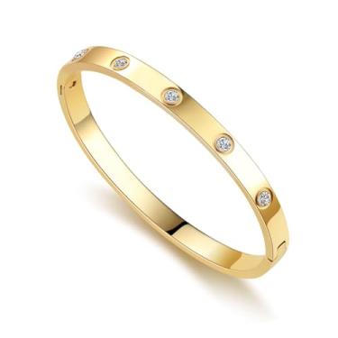 Imagem de TruNova Pulseiras de ouro para mulheres, banhado a ouro 18K, pulseira da amizade, pulseira de aço inoxidável, joias presentes para mulheres, 17, Aço inoxidável, Sem Pedra Preciosa