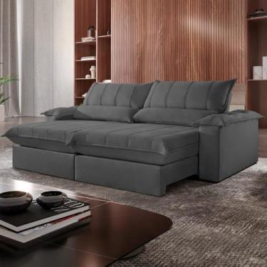 Imagem de Sofá Cama Caixa Zero 2.60m Retrátil e Reclinável Amsterdã com Almofada