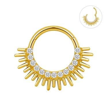 Imagem de Brincos femininos Daith de cartilagem pequena argola dourada hipoalergênico hélice piercing de titânio 14k aço cirúrgico diamante implante zircônia cúbica joia, 16g-10mm, Aço inoxidável, Zircônia