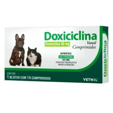 Imagem de Antibiótico Doxiciclina para Cães e Gatos com 14 Comprimidos de 50 mg 