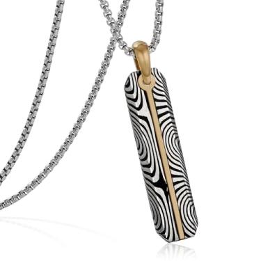 Imagem de GTMJ Colar com pingente de etiqueta de cachorro para homens e mulheres meteorito/olho de tigre/ônix preto/amazonita/ametista/turquesa/fibra de carbono forjada/lápis-lazúli/damasco/malaquita/aço