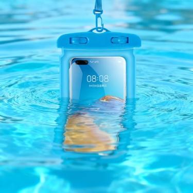 Imagem de Capa de telefone universal à prova d'água com corda para pendurar ao ar livre, flutuante, selada, tela sensível ao toque, bolsa seca (azul)