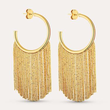 Imagem de Brinco Reluzente Argola Franja Dourada