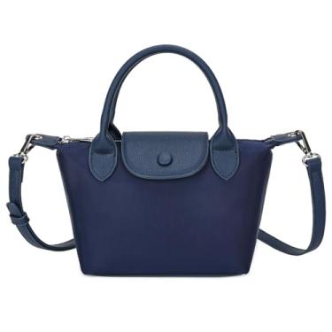 Imagem de Bolsas transversais acolchoadas para mulheres, bolsa de ombro Hobo leve, bolsa casual de camurça de outono para uso diário ao ar livre, Azul-escuro, Medium
