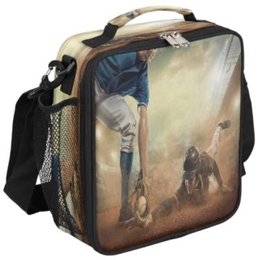 Imagem de hongjinglin Lancheira isolada para crianças, meninos, esportes, beisebol, jogos, meninas, reutilizável, lancheira, caixa de preparo de refeições, congelável, resistente à água, leve para escola