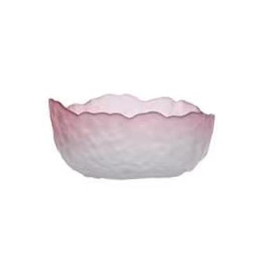 Imagem de Tigela de salada de vidro irregular em forma de flor de lótus, tigelas de mistura de nozes para cozinha, frutas, lanches, sobremesas e sorvetes (rosa gradiente cristal, pequeno)