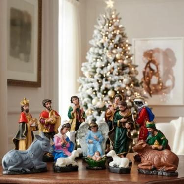 Imagem de Presépio de Natal Completo 16 peças Resina - Enfeites Natalinos, Decoração Natal