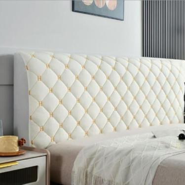 Imagem de Capa de cabeceira acolchoada para cama queen size Cal King, capa acolchoada para cabeceira de cama, perfeita para reforma de quarto de hóspedes, branco arroz, 190 cm