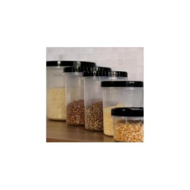 Imagem de Kit com Cinco Potes Redondos com Tampa de Rosca, Plástico Atóxico, Branco, 500ML a 6L, Livre de BPA, para Micro-ondas e Freezer