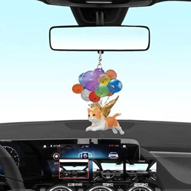 Imagem de KIMISS Balão Colorido Gato Carro Pendurado Ornamentos Interior Pingente de Carro Decoração para Espelho Retrovisor Porta do Pátio (Gato pendurado)