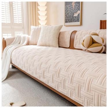 Imagem de SPXMQSS Capa de sofá de veludo cristal em forma de L, protetor de sofá quente e espesso, capa de almofada universal antiderrapante lavável A 110 x 110 cm