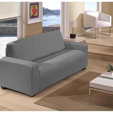 Imagem de Capa De Sofá Lisa Coladinha 2 ou 3 Lugares/de Poltrona 1 Lugar Malha Dupla(Cinza,Capa de 2 Lugares Anarruga)