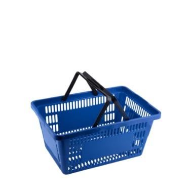 Imagem de Kit 5 Cestas Plástica Multiuso com Alças 16 Litros Cestinha Mercado Bazar Azul Vermelho Preto(8 Cestas Azul)