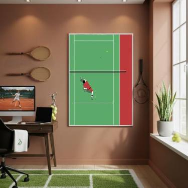 Imagem de Quadro Jogo Na Quadra De Tênis-70x50cm Mold Preta - Quadros On-line
