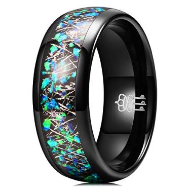 Imagem de Anéis de tungstênio femininos masculinos de 8 mm 4 mm Galaxy Series Opala incrustada alianças de casamento Preto