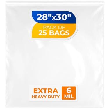 Imagem de Paclord 71 cm x 76 cm Sacos de fechamento com zíper médio, 6 mil (pacote com 100) – Sacos plásticos reutilizáveis resistentes – transparentes, resseláveis, à prova d'água – para armazenar e organizar