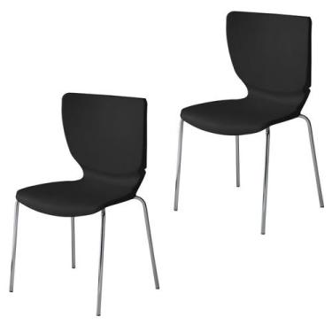 Imagem de Kit 2 Cadeiras Empilháveis Base Aço Tubular Mono - Prima Design