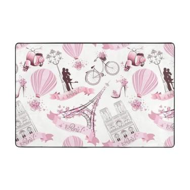 Imagem de ZERAOKE Tapetes românticos Paris Butterfly Area 2 x 3 pés, tapetes de boas-vindas de casa de fazenda para entrada, tapetes absorventes antiderrapantes para quarto, lavável, felpudo, macio, tapete para