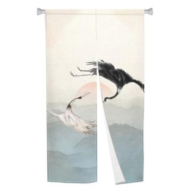 Imagem de Leowefowa Noren Cortina de porta estilo japonês tradicional pintado para montagem cortinas de porta tratamento tapeçaria de porta longa para pendurar divisória privacidade cozinha decoração de casa