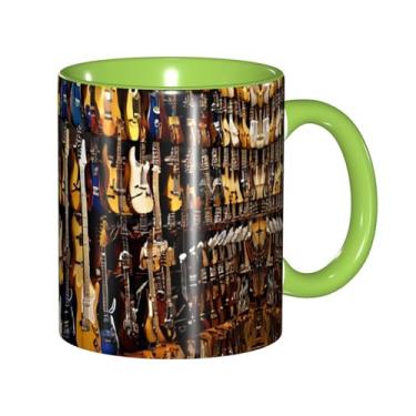 Imagem de Zeraoke Caneca de café criativa com impressão de guitarra musical, personalizada, presente para família, tamanho de 325 ml, unissex