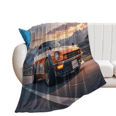 Imagem de HouLaiZhe Cobertor de flanela super macio japonês vintage 350z esportivo legal leve cobertor refrescante para sofá-cama cadeira sofá carro viagem ao ar livre leve quente 101,6 cm x 152,4 cm