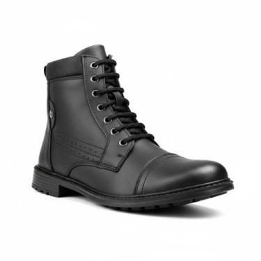 Imagem de Bota Masculina Preta Coturno Casual Resistente Zíper Marrom Cano Curto