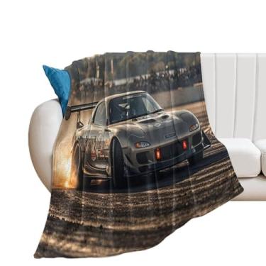 Imagem de HouLaiZhe Cobertor super macio de flanela Rx7 Drift para carro, esportes, fresco, leve, refrescante, cadeira, sofá, carro, viagem ao ar livre, leve, quente, 76 cm x 101 cm